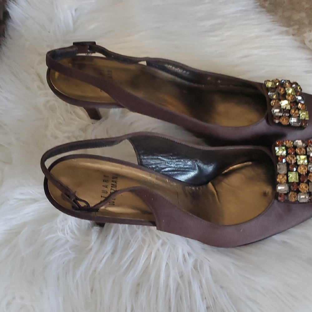 Stuart Weitzman Chocolate Embellished Heels - Picture 4 of 11